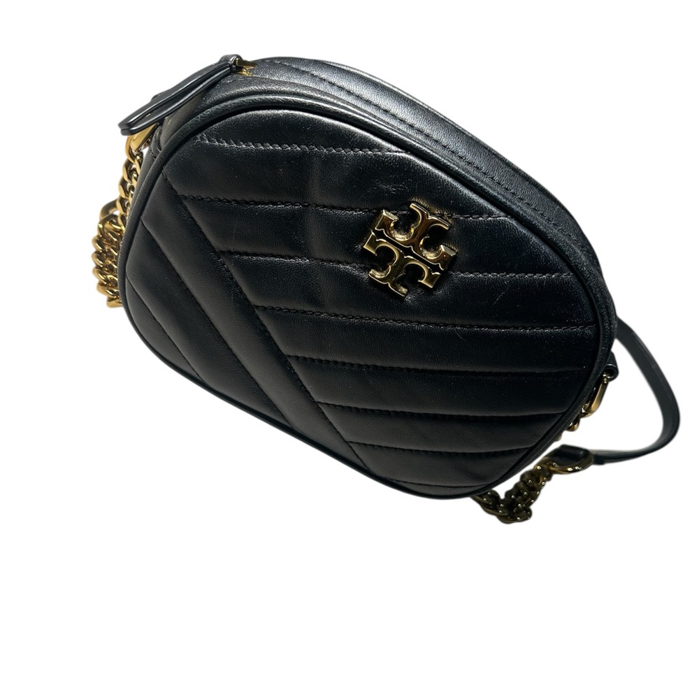 Tory Burch Black Quilted Crossbody with Gold Chain